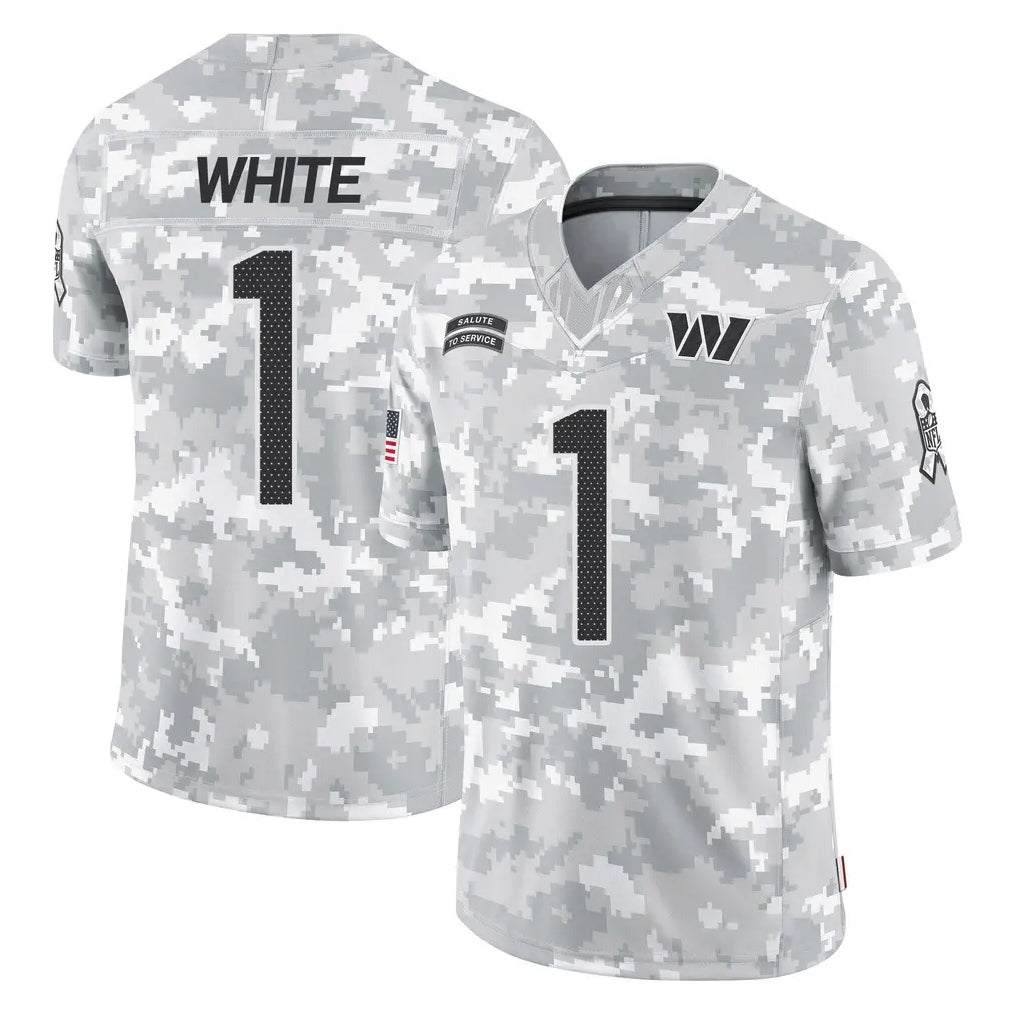 Choea W.Commanders #1 Rachaad White Player Arctic Camo Limited Salute To Service Home Game Stitched Jerseys