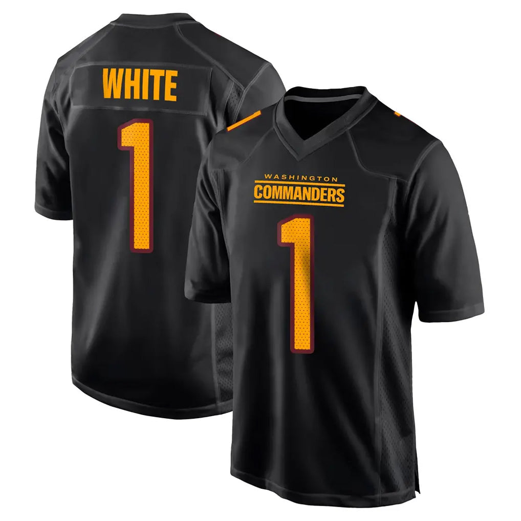 Choea W.Commanders #1 Rachaad White Player Black Carbon Fashion Home Game Stitched Jerseys