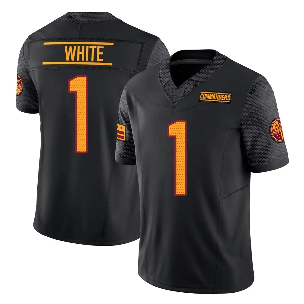 Choea W.Commanders #1 Rachaad White Player Black Limited Vapor F.U.S.E. Home Game Stitched Jerseys