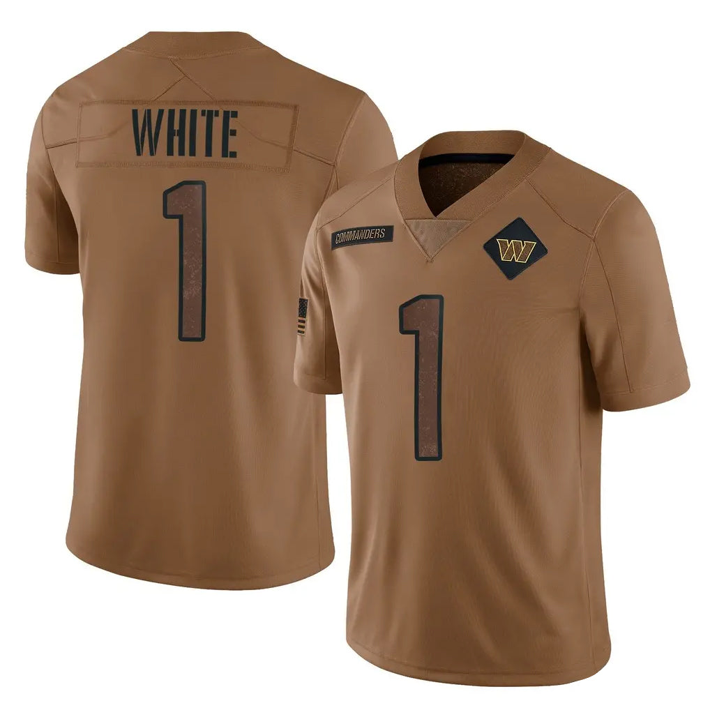 Choea W.Commanders #1 Rachaad White Player Brown Limited Salute To Service Home Game Stitched Jerseys