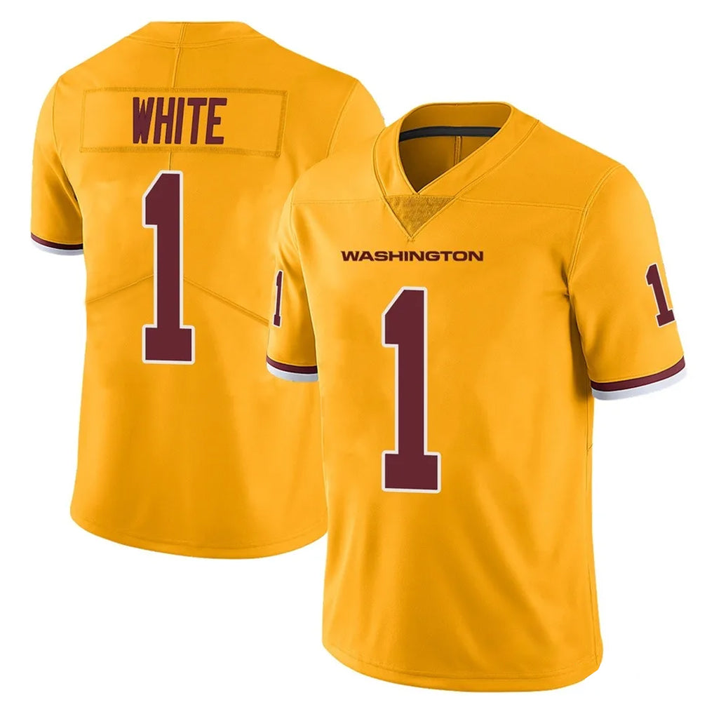 Choea W.Commanders #1 Rachaad White Player Gold Limited Color Rush Home Game Stitched Jerseys