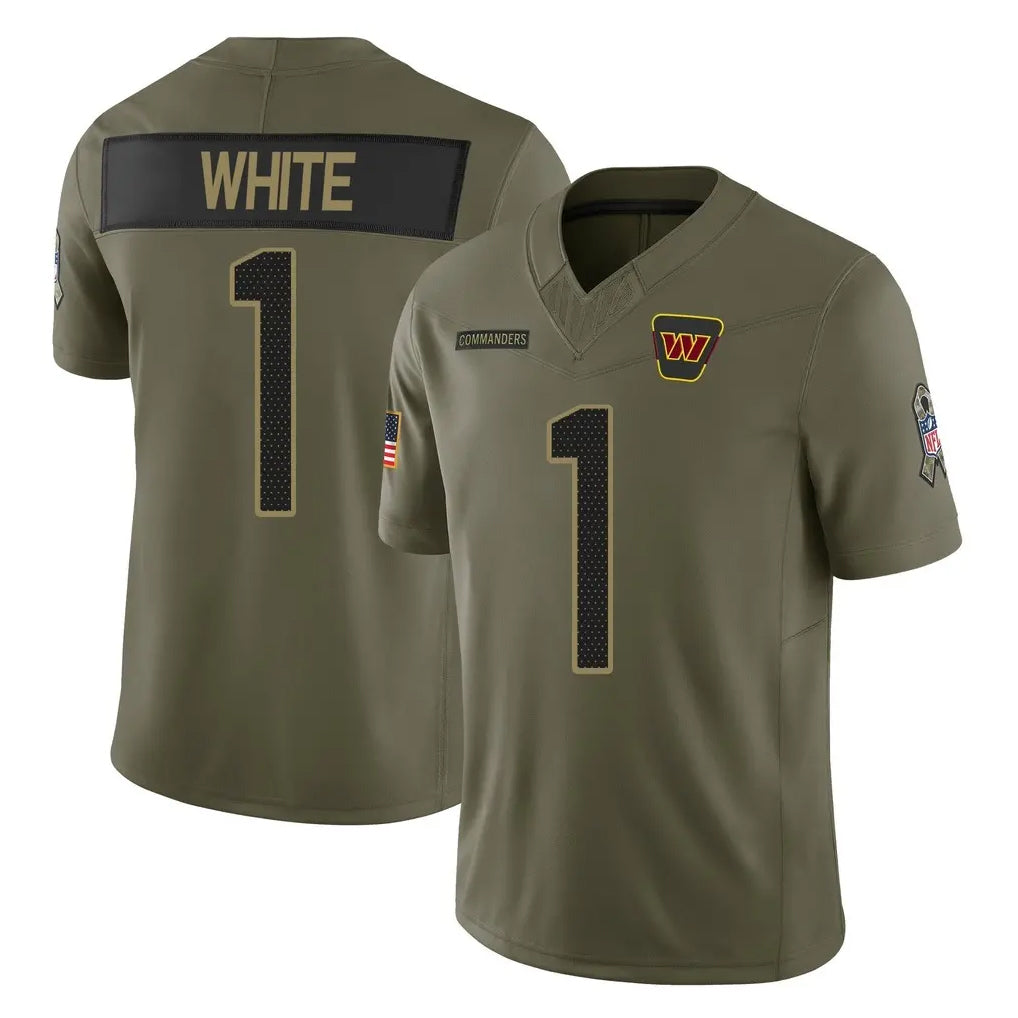 Choea W.Commanders #1 Rachaad White Player Olive 2025 Salute To Service Limited Home Game Stitched Jerseys