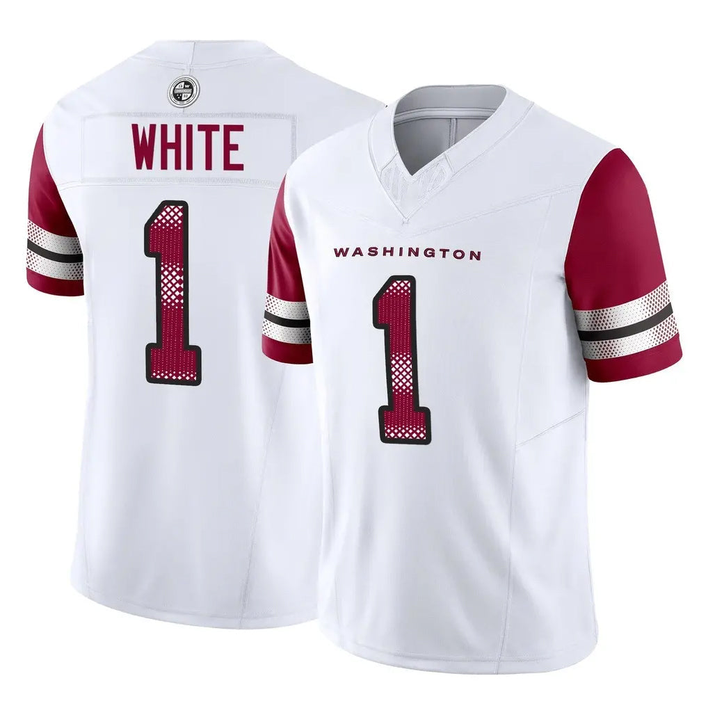 Choea W.Commanders #1 Rachaad White Player White Vapor F.U.S.E. Limited Home Game Stitched Jerseys