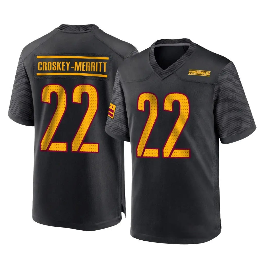 Choea W.Commanders #22 Jacory Croskey-Merritt Player Black Home Game Stitched Jerseys