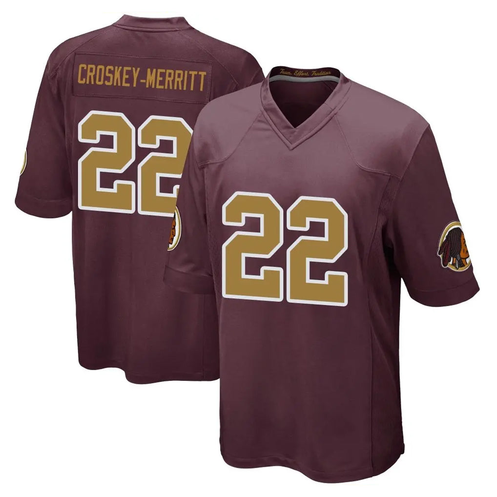 Choea W.Commanders #22 Jacory Croskey-Merritt Player Burgundy Alternate Home Game Stitched Jerseys