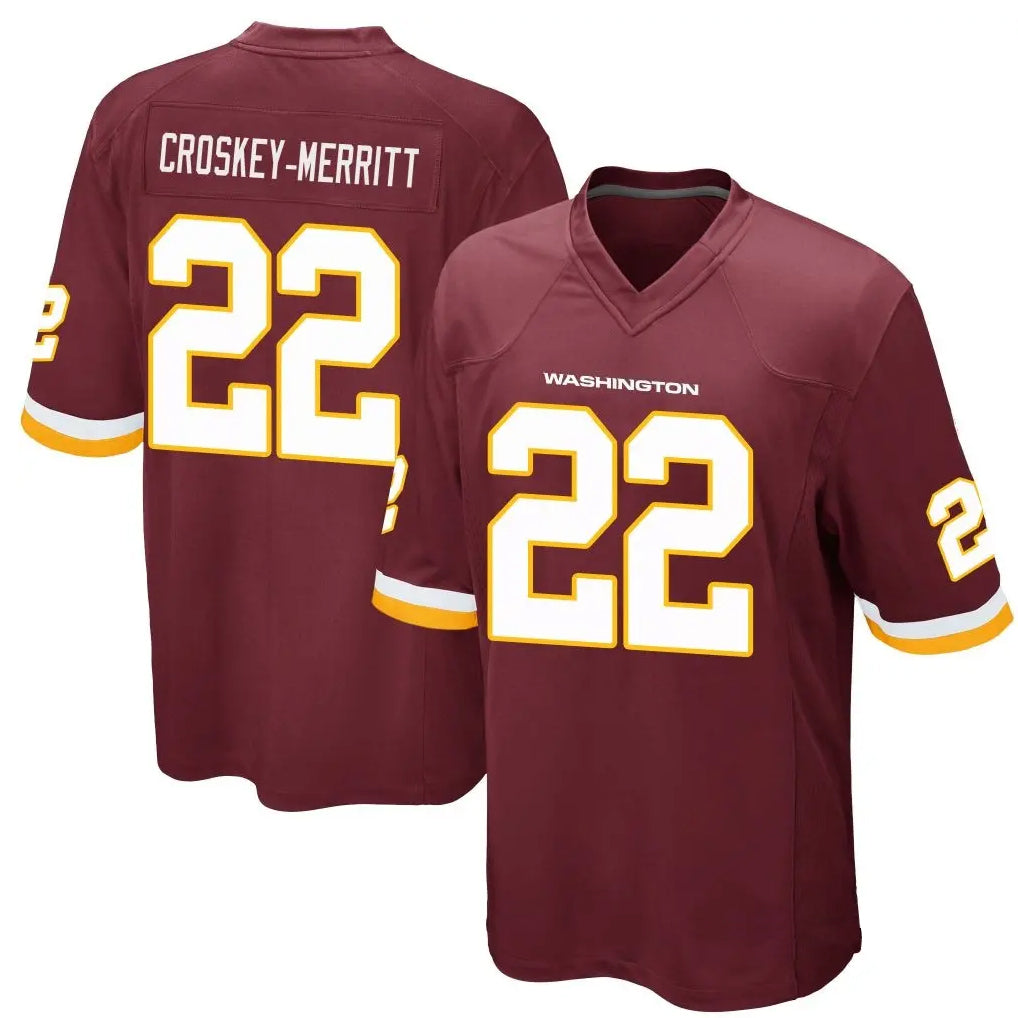 Choea W.Commanders #22 Jacory Croskey-Merritt Player Burgundy Game Stitched Jerseys