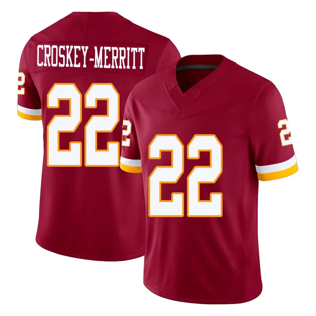 Choea W.Commanders #22 Jacory Croskey-Merritt Player Burgundy Limited Team Vapor F.U.S.E. Home Game Stitched Jerseys