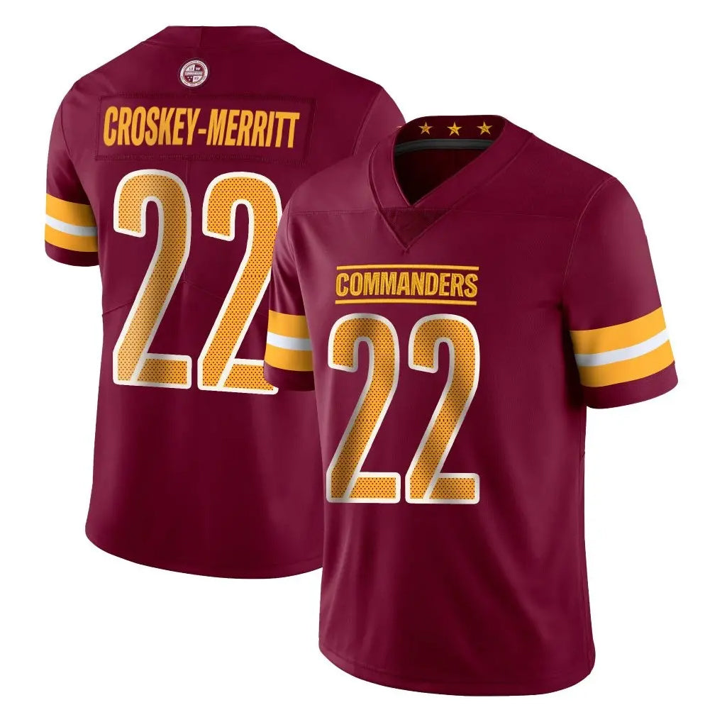 Choea W.Commanders #22 Jacory Croskey-Merritt Player Burgundy Limited Vapor Home Game Stitched Jerseys