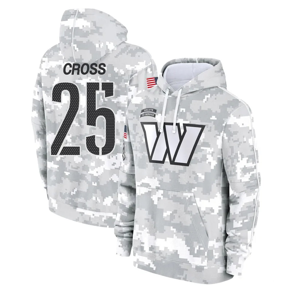 Choea W.Commanders #25 Nick Cross Player Arctic Camo Limited Salute to Service Pullover Hoodies Game Stitched Jerseys