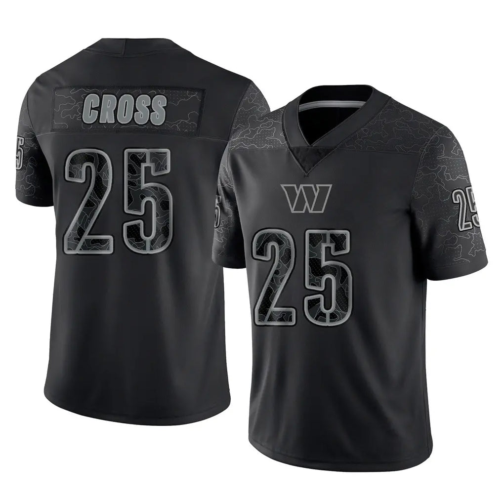 Choea W.Commanders #25 Nick Cross Player Black Limited Reflective Home Game Stitched Jerseys