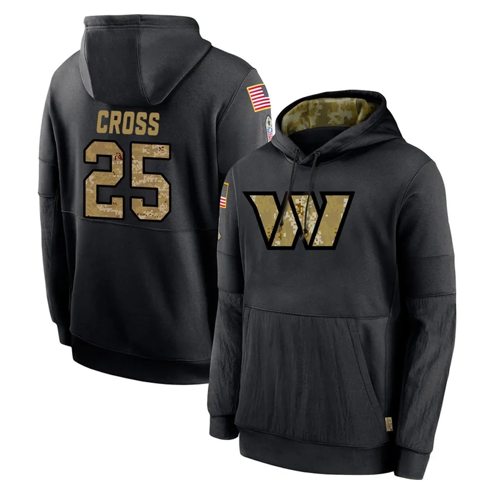 Choea W.Commanders #25 Nick Cross Player Black Salute to Service Performance Pullover Hoodies Home Game Stitched Jerseys