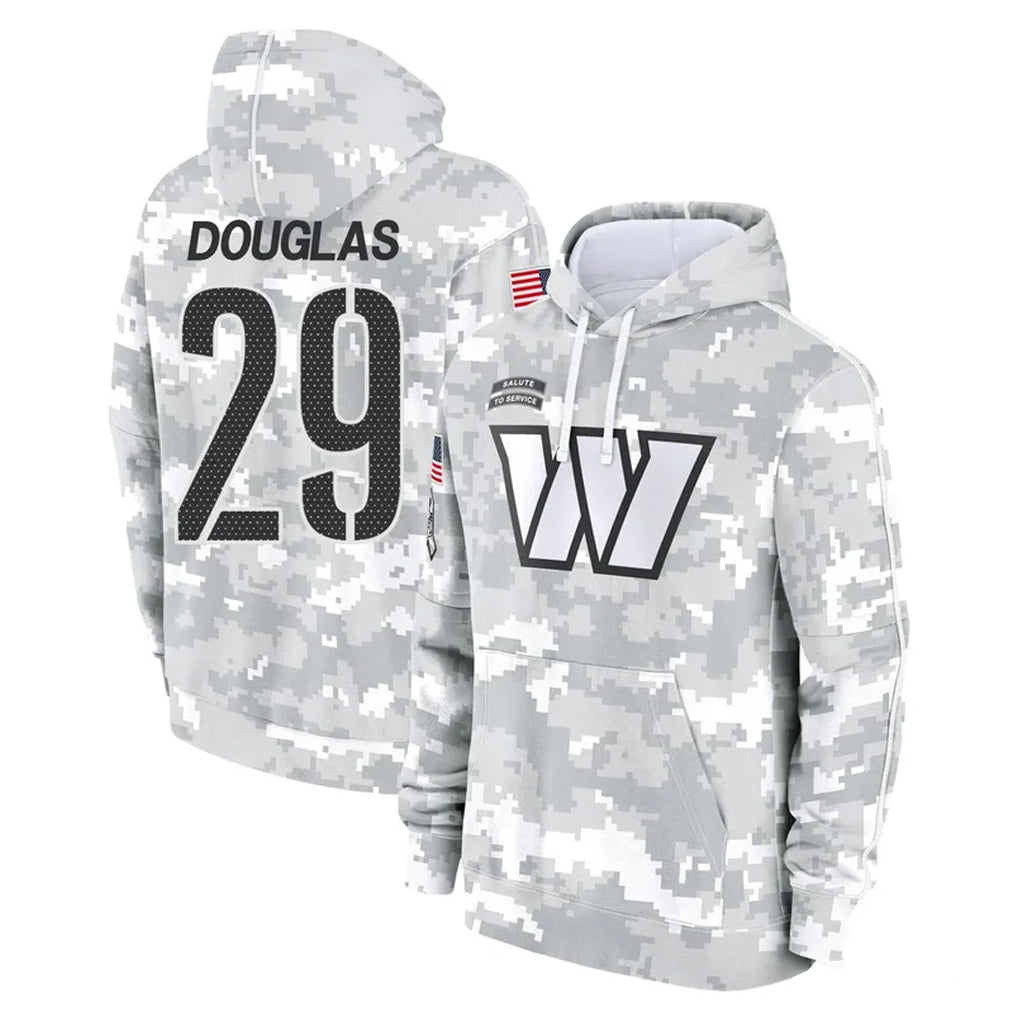 Choea W.Commanders #29 Rasul Douglas Player Arctic Camo Limited Salute to Service Pullover Hoodies Game Stitched Jerseys
