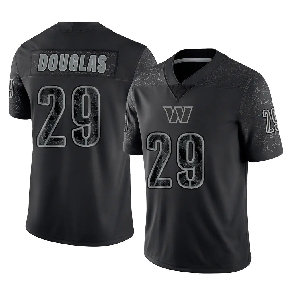 Choea W.Commanders #29 Rasul Douglas Player Black Limited Reflective Home Game Stitched Jerseys