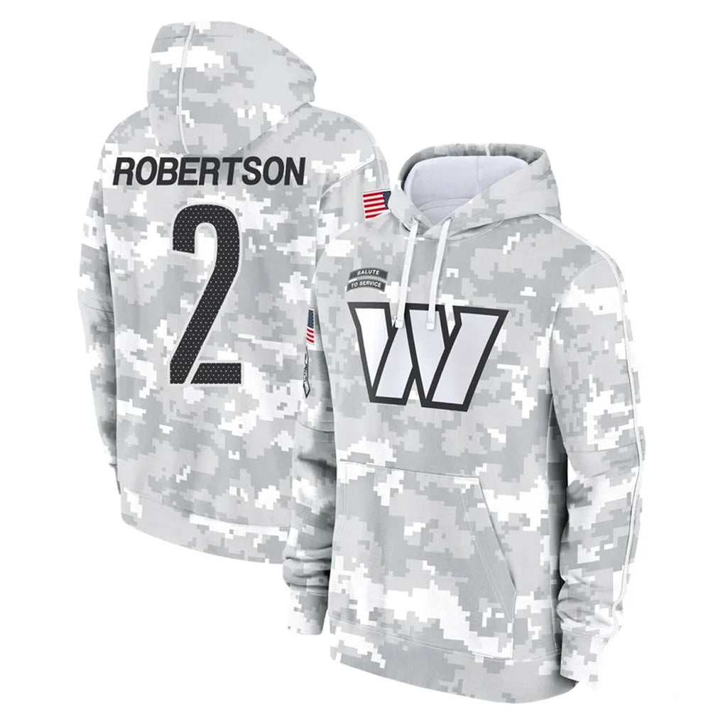 Choea W.Commanders #2 Amik Robertson Player Arctic Camo Limited Salute to Service Pullover Hoodies Game Stitched Jerseys