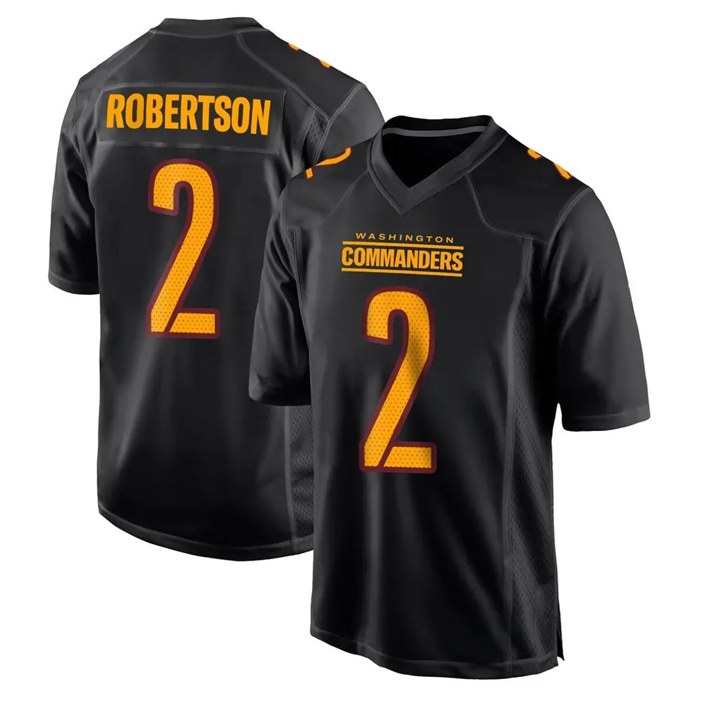 Choea W.Commanders #2 Amik Robertson Player Black Carbon Fashion Home Game Stitched Jerseys