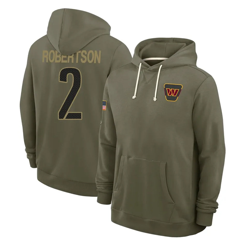 Choea W.Commanders #2 Amik Robertson Player Olive Salute to Service Pullover Hoodies Limited Home Stitched Jerseys