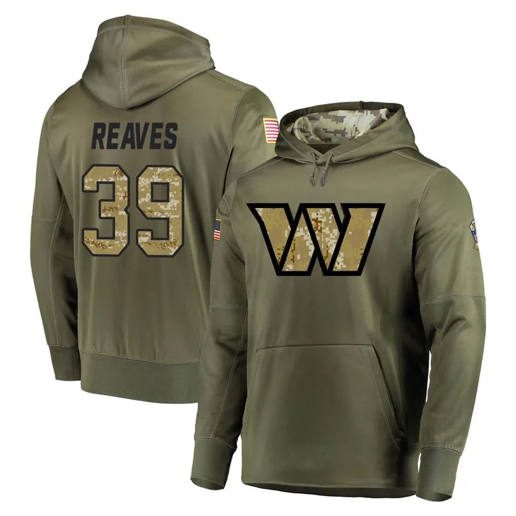 Choea W.Commanders #39 Jeremy Reaves Player Olive Salute to Service Pullover Hoodie Limited Home Game Stitched Jerseys