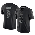 Choea W.Commanders #3 Stefon Diggs Player Black Limited Reflective Home Game Stitched Jerseys