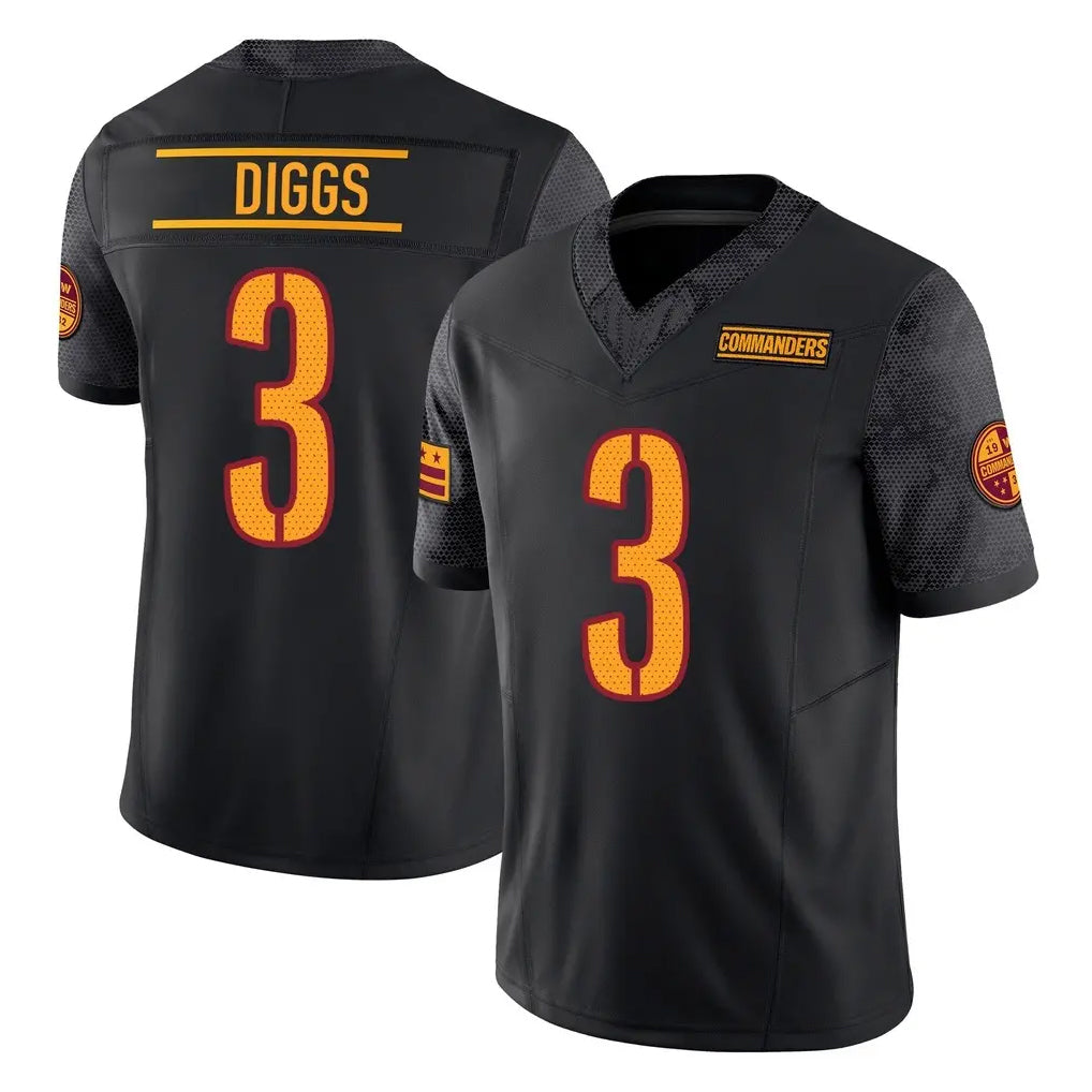 Choea W.Commanders #3 Stefon Diggs Player Black Limited Vapor F.U.S.E. Home Game Stitched Jerseys