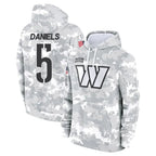 Choea W.Commanders #5 Jayden Daniels Player Arctic Camo Limited Salute to Service Pullover Hoodies Game Stitched Jerseys