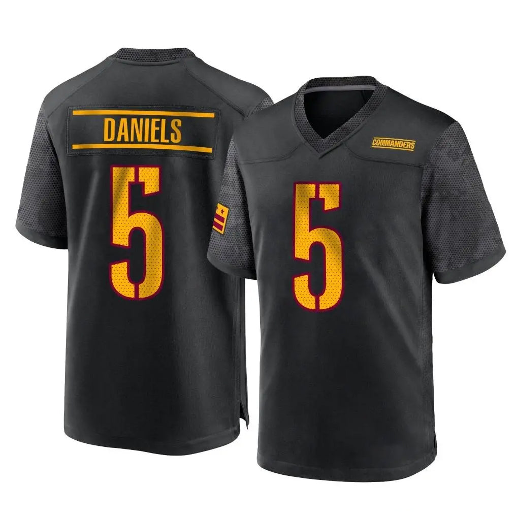 Choea W.Commanders #5 Jayden Daniels Player Black Home Game Stitched Jerseys