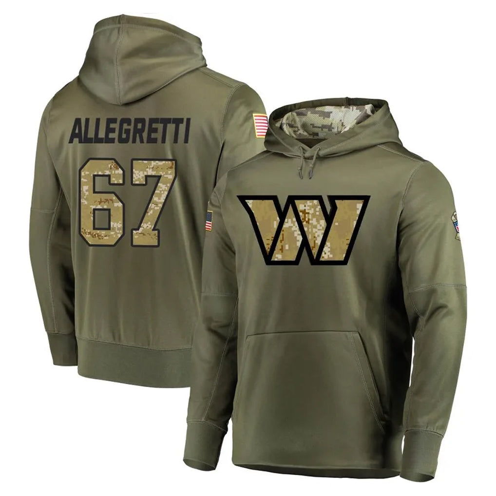 Choea W.Commanders #67 Nick Allegretti Player Olive Salute to Service Pullover Hoodie Limited Home Game Stitched Jerseys