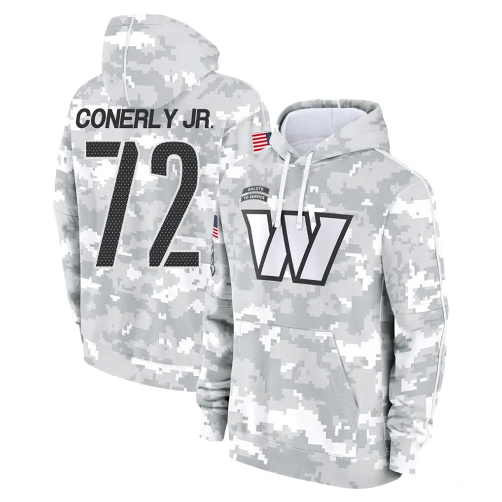 Choea W.Commanders #72 Josh Conerly Jr. Player Arctic Camo Limited Salute to Service Pullover Hoodies Game Stitched Jerseys