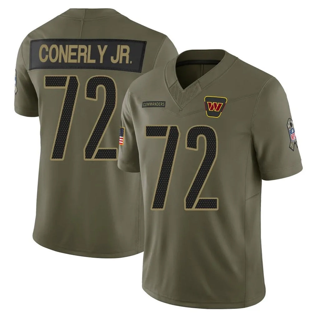 Choea W.Commanders #72 Josh Conerly Jr. Player Olive 2025 Salute To Service Limited Home Game Stitched Jerseys
