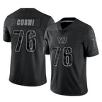 Choea W.Commanders #76 Sam Cosmi Player Black Limited Reflective Home Game Stitched Jerseys