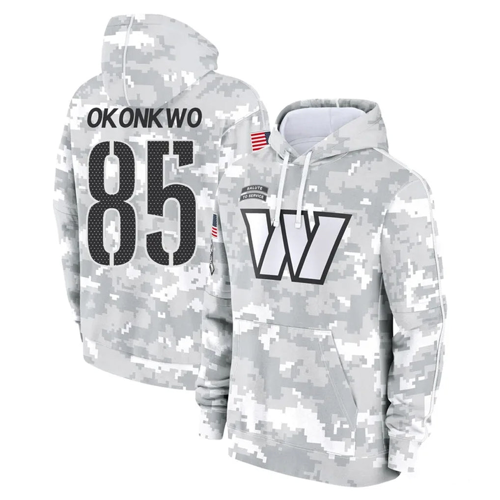 Choea W.Commanders #85 Chig Okonkwo Player Arctic Camo Limited Salute to Service Pullover Hoodies Game Stitched Jerseys