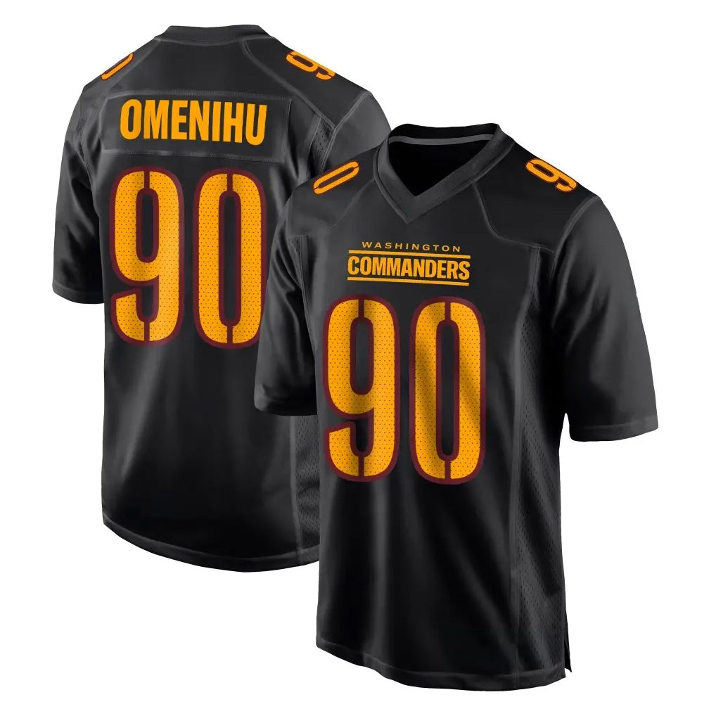 Choea W.Commanders #90 Charles Omenihu Player Black Carbon Fashion Home Game Stitched Jerseys