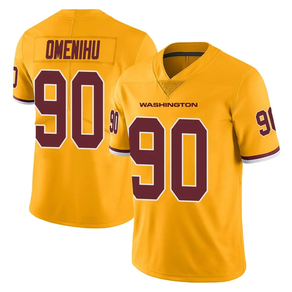Choea W.Commanders #90 Charles Omenihu Player Gold Limited Color Rush Home Game Stitched Jerseys