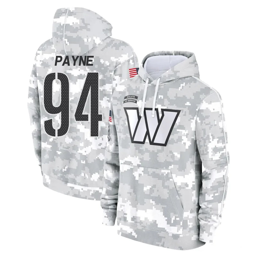 Choea W.Commanders #94 Daron Payne Player Arctic Camo Limited Salute to Service Pullover Hoodies Game Stitched Jerseys