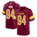 Choea W.Commanders #94 Daron Payne Player Burgundy Home Game Stitched Jerseys