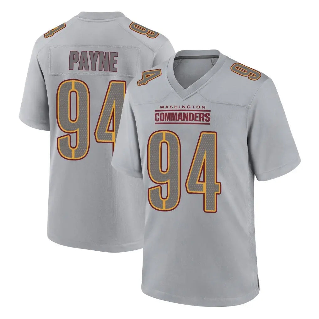 Choea W.Commanders #94 Daron Payne Player Gray Atmosphere Fashion Home Game Stitched Jerseys
