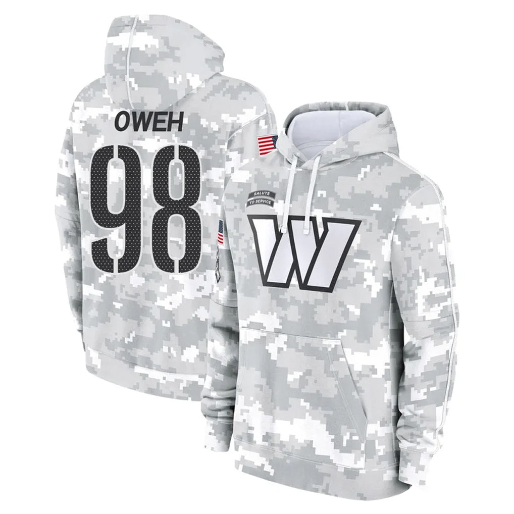 Choea W.Commanders #98 Odafe Oweh Player Arctic Camo Limited Salute to Service Pullover Hoodies Game Stitched Jerseys