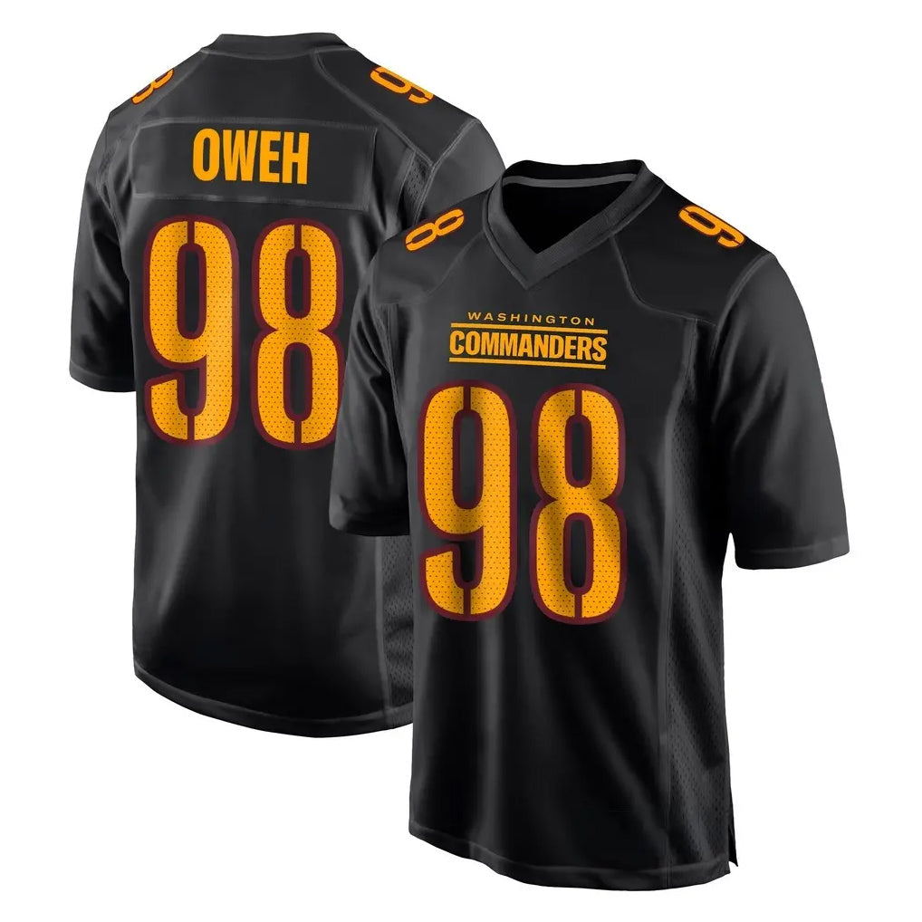 Choea W.Commanders #98 Odafe Oweh Player Black Carbon Fashion Home Game Stitched Jerseys