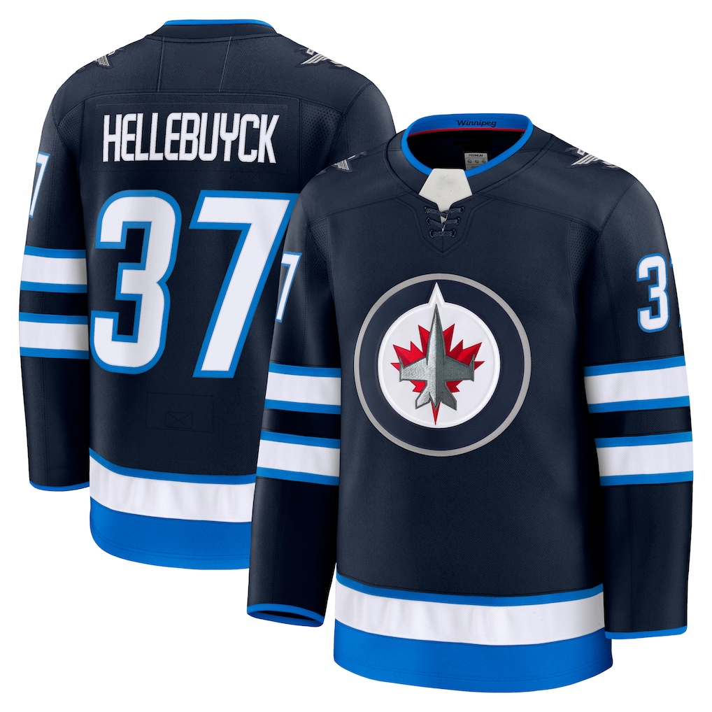 Choea W.Jets #37 Connor Hellebuyck Navy Home Premium Jerseys