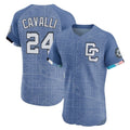 Choea W.Nationals #24 Cade Cavalli Player Blue City Connect Elite Limited Stitched Jerseys
