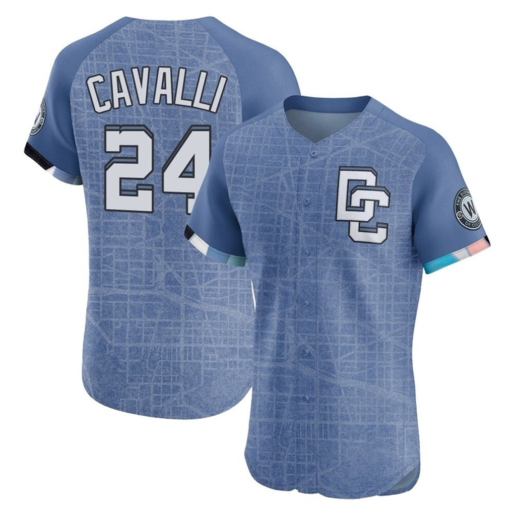 Choea W.Nationals #24 Cade Cavalli Player Blue City Connect Elite Limited Stitched Jerseys