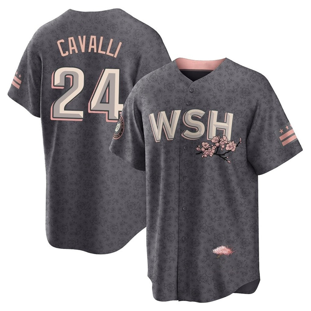Choea W.Nationals #24 Cade Cavalli Player Gray City Connect Stitched Jerseys