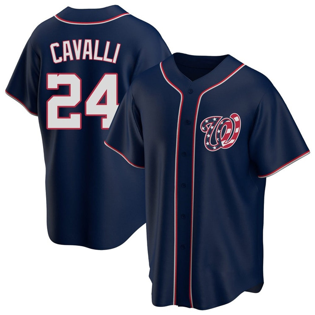 Choea W.Nationals #24 Cade Cavalli Player Navy Blue Replica Game Stitched Jerseys