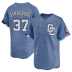 Choea W.Nationals #37 Stephen Strasburg Player Blue City Connect Elite Stitched Jerseys
