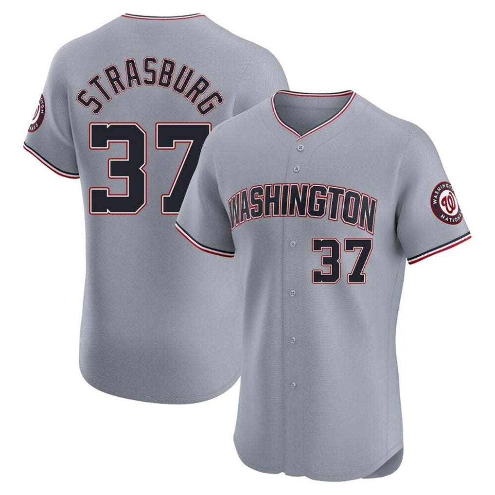 Choea W.Nationals #37 Stephen Strasburg Player Gray City Connect Elite Alternate Stitched Jerseys
