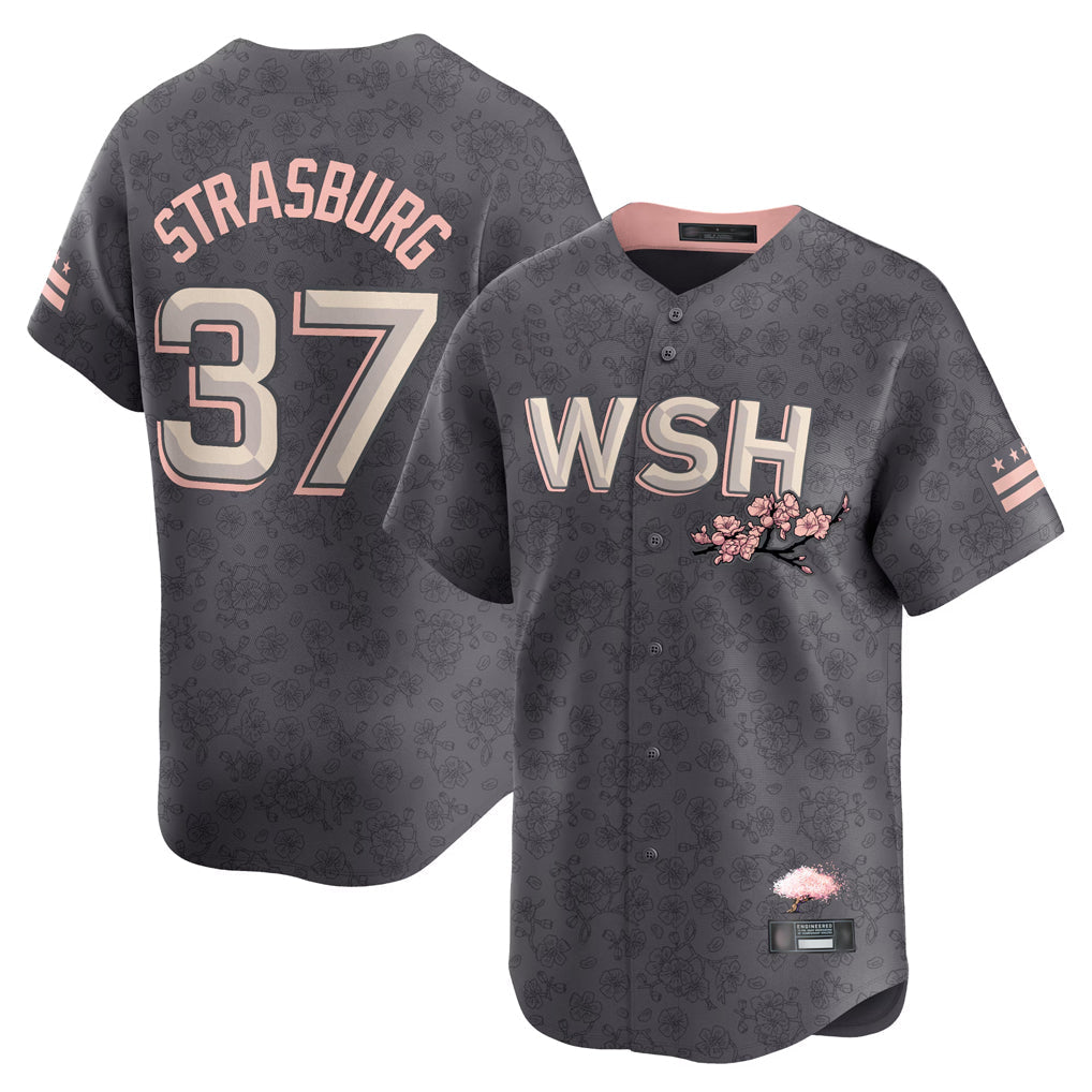 Choea W.Nationals #37 Stephen Strasburg Player Gray City Connect Stitched Jerseys