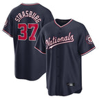 Choea W.Nationals #37 Stephen Strasburg Player Navy Replica Stitched Jerseys