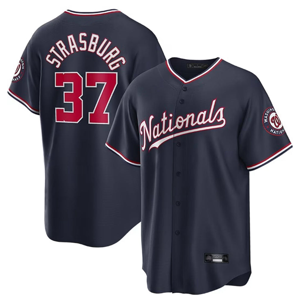 Choea W.Nationals #37 Stephen Strasburg Player Navy Replica Stitched Jerseys