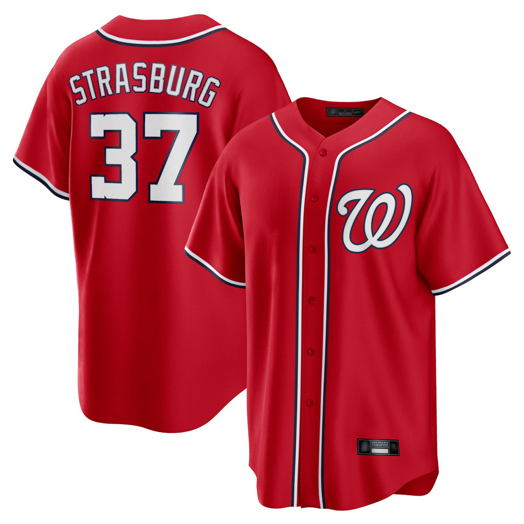 Choea W.Nationals #37 Stephen Strasburg Player Red Alternate Replica Player Game Stitched Jerseys
