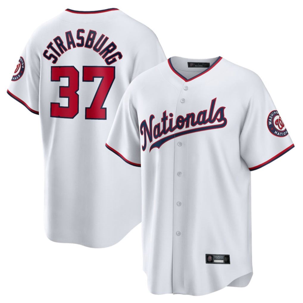 Choea W.Nationals #37 Stephen Strasburg Player White Home Game Stitched Jerseys