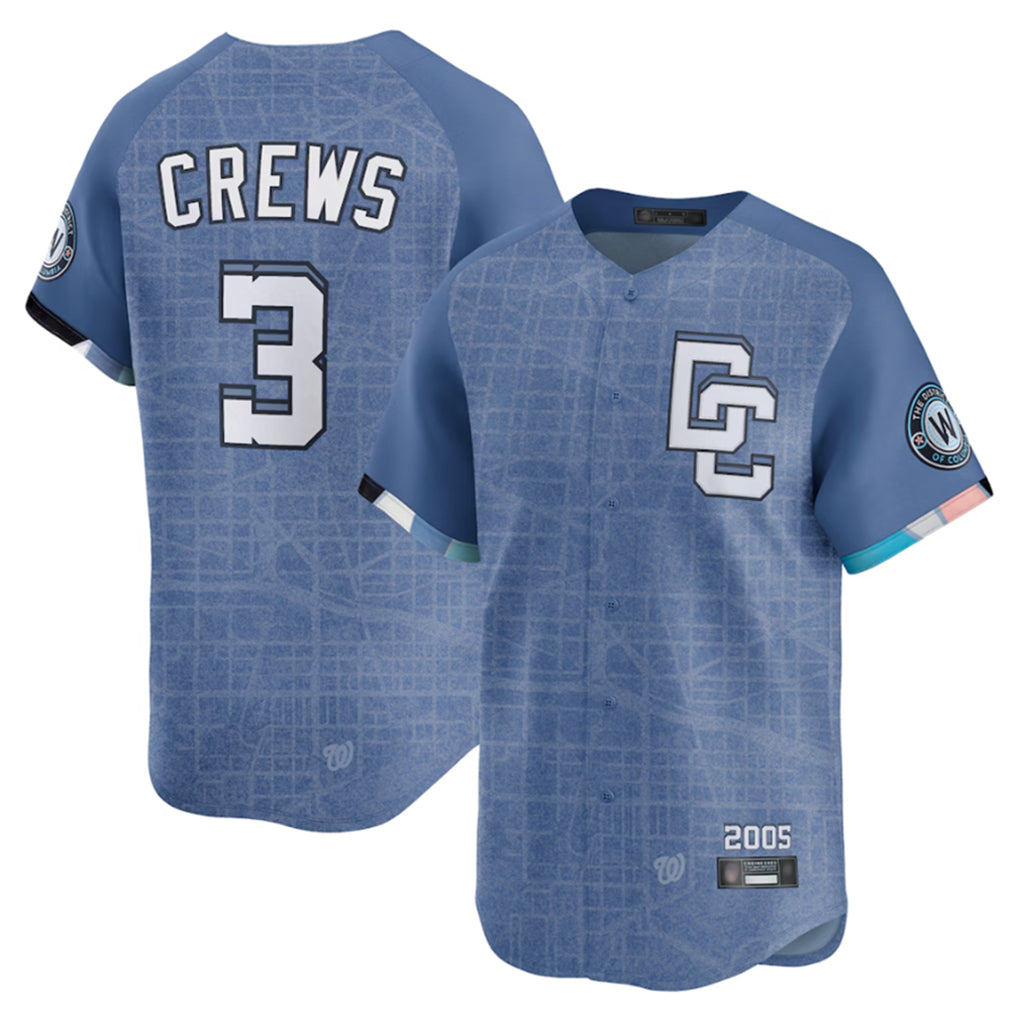 Choea W.Nationals #3 Dylan Crews Player Blue Limited City Connect Stitched Jerseys